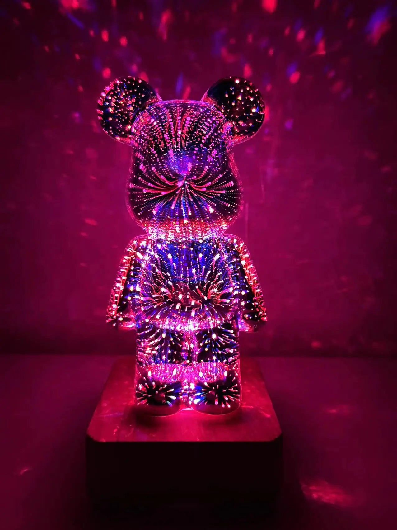 Glass Fireworks Bear LED Night Light