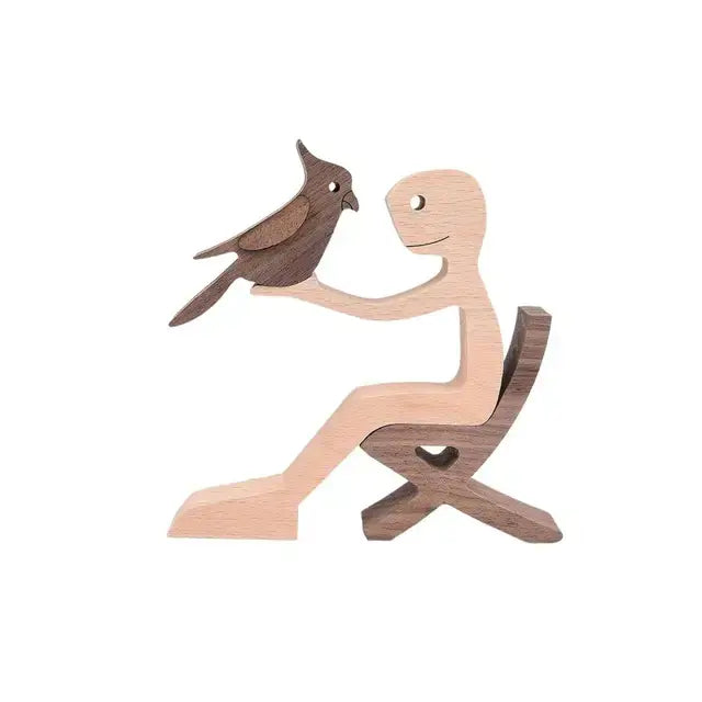 Pet & Owner Wooden Carving