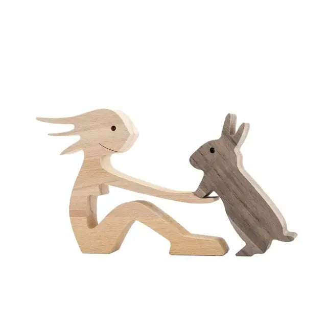 Pet & Owner Wooden Carving