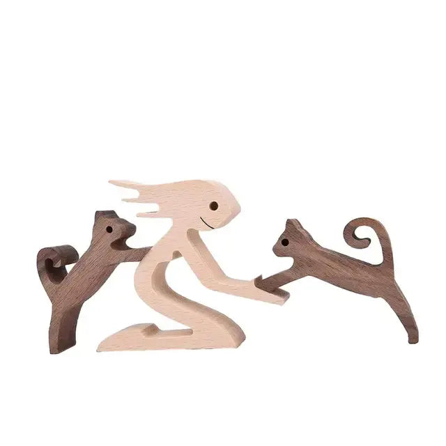 Pet & Owner Wooden Carving