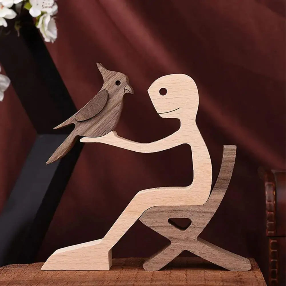 Pet & Owner Wooden Carving