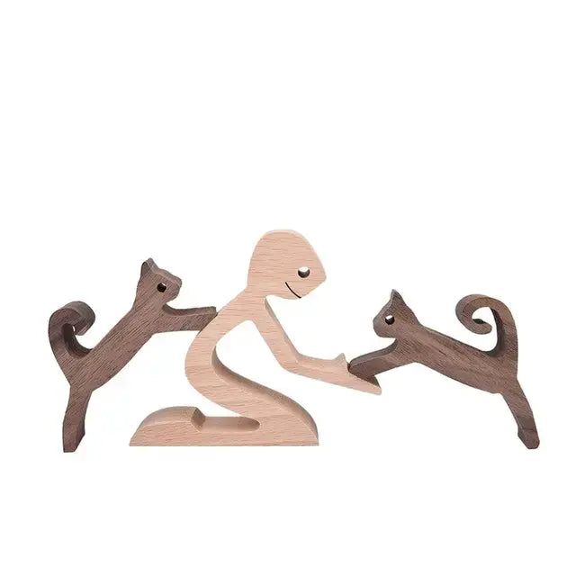 Pet & Owner Wooden Carving